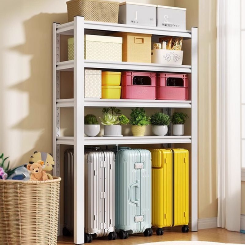 White Simplistic Wire Shelf with Alterable Shelf, Standing for Pantry