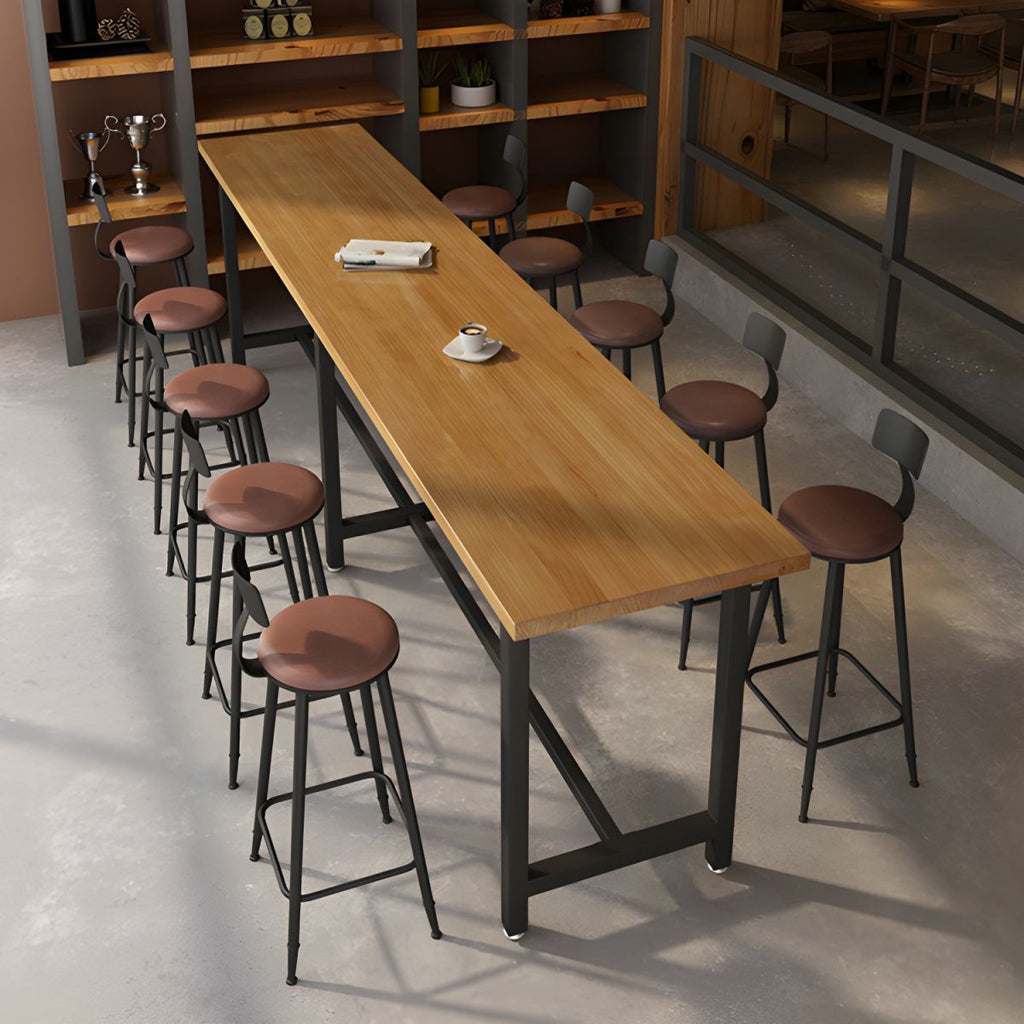 Modern 1/11 Pieces Bar Table Set Rectangle Wood Counter Table with High Stools