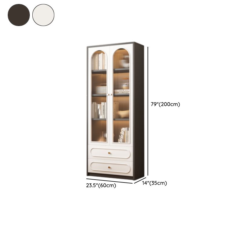 Detached Scratch-immune Accent Cabinet with Glazed Door, Adjustable Shelf, Cabinet Knobs, Soft Close Drawer, and Stain Resistant Finish
