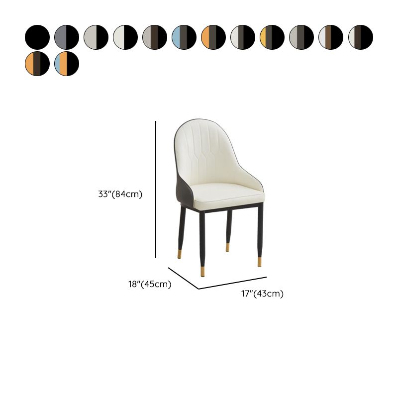 Modish Dinette Armless Chair with Parsons Back, Cushioned Alloy Legs, and Foot Pads