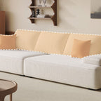 Modish Solid Color Stain Resistant Standard Sofa in Black/Light Gray/Beige for 6-Seater with 2 Pillows