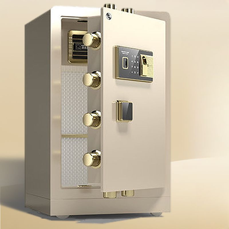 Steel Security Safe with Battery, Pry Resistant, Keys, Interior Lining, and Shelves