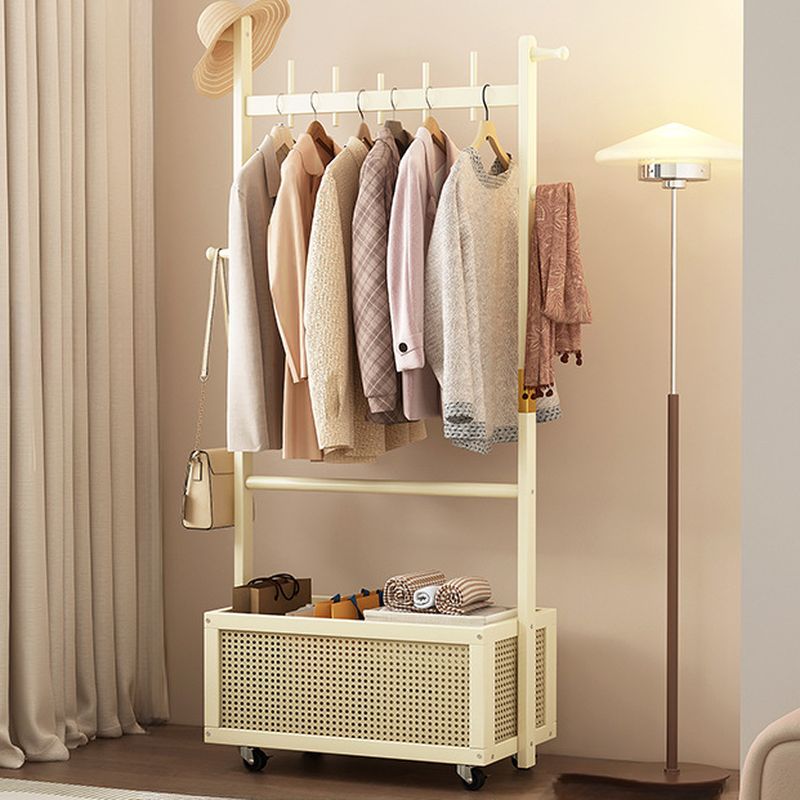 Modern Simple Style Coat Tree with Container Storage, 1 Basket, and 4 Hooks