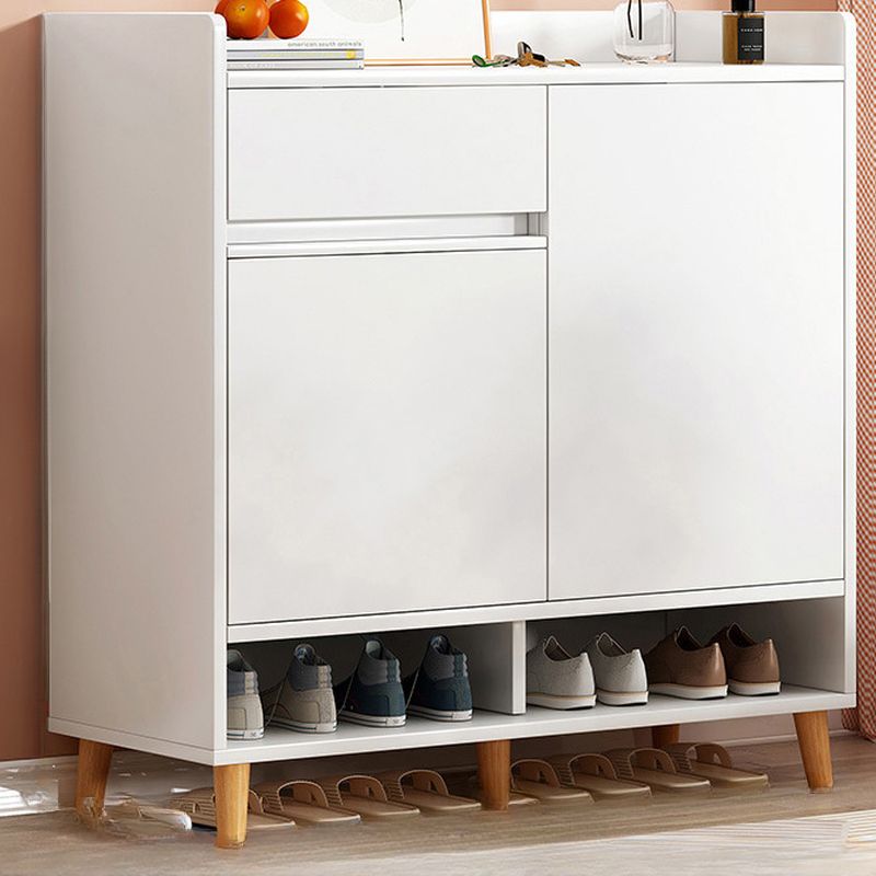 Reclaimed Wood 5 Tiers Shoe Tower with Shelf, Compartments, Cabinet Door, Dustproof, and Closed Back