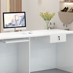 Lime Green/Natural Color/Beige Manufactured Wood Top Rectangle Reception Desk with Hutch, Keyboard Tray, Cable Management, and Filing Cabinet