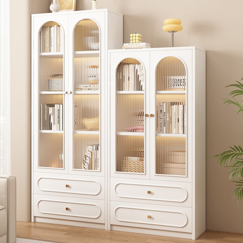 Detached Scratch-immune Accent Cabinet with Glazed Door, Adjustable Shelf, Cabinet Knobs, Soft Close Drawer, and Stain Resistant Finish