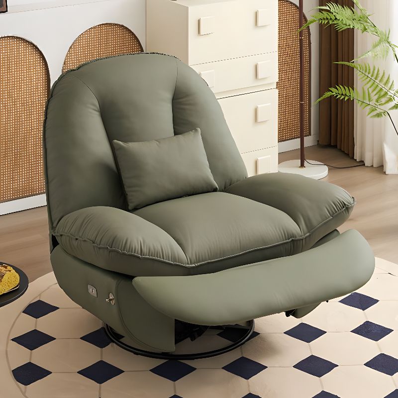 Plug-In Green/Orange/White Manual Recliner with Usb Port and Arm Compartment