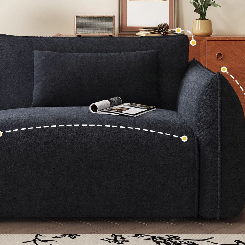 Loveseat with Flannel Upholstery in Black/Jade Green/Beige, Includes Arm