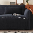 Loveseat with Flannel Upholstery in Black/Jade Green/Beige, Includes Arm