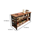 Modish Rectangle Kitchen Island with 3/2 Shelves, Manufactured Wood Countertop, Open Storage in Brown/Natural