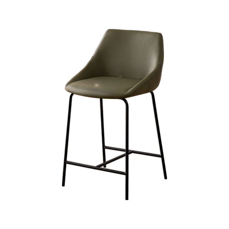 Casual Rawhide Bar Stools in Dark Gray/Jade Green/Cream with Back and Pail Seat, Featuring Leg Rest