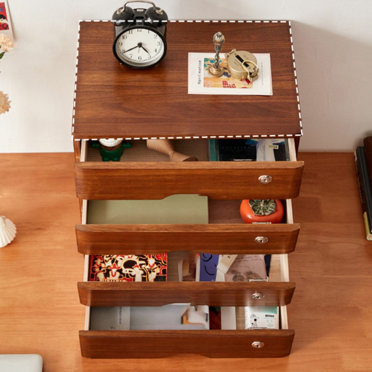 Free Standing Horizontal Filing Cabinet/Vertical Filing Cabinet in Wood with 1 Shelf and Drawer in a Simplistic Style