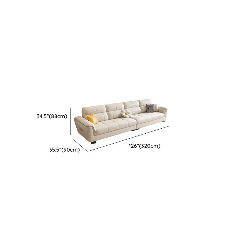 Modish Solid Color Water Resistant Standard Sofa in Chalk, Seats 3/4-seater/5 Person with 3 Pillows