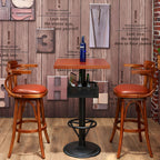 Industrial Solid Wood Bar Table Set 1/3/4/5 Pieces Counter Table with High Stools