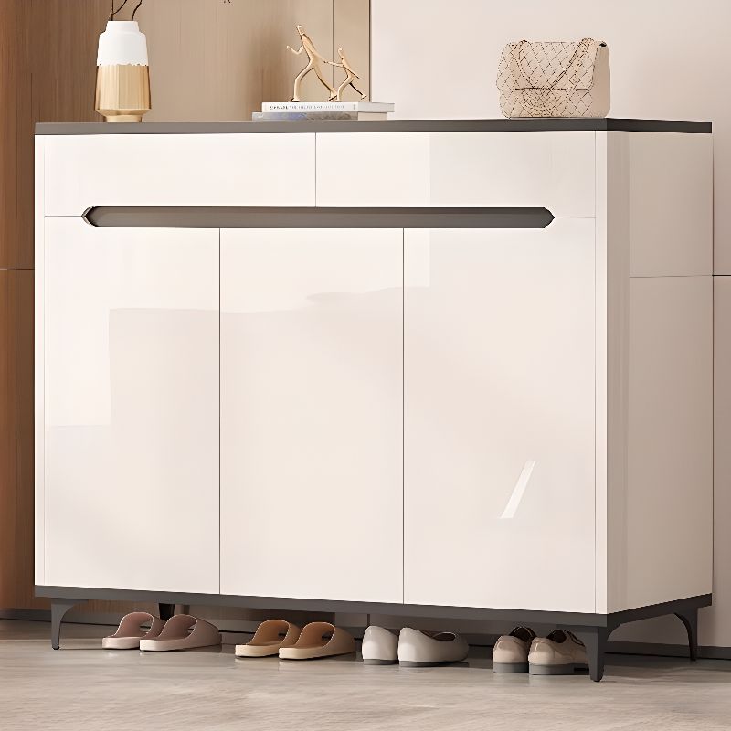 Engineered Wood 5 Tiers Shoe Stack with Shelf, Drawers, Unattached Gate, and Closed Back