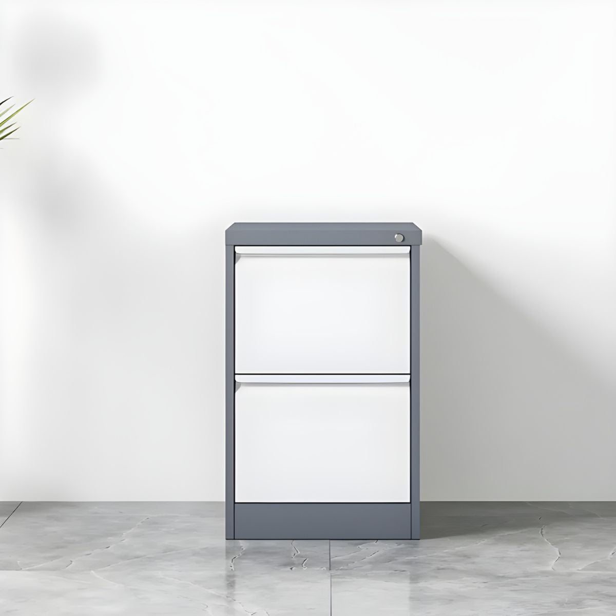 Modern Steel Vertical Filing Cabinet with Lock, Drawers & Self-Close Glides