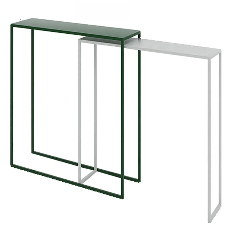 Alloy Sled Base Pub Table in Ink/Peony/Lime Green with Pull Out Feature