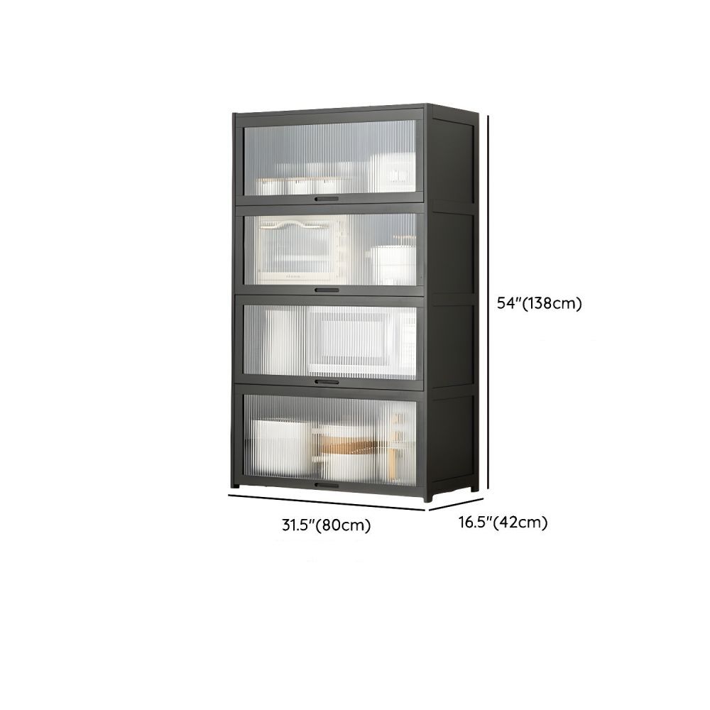 Simplistic Grey Standard Bambusa Display Stand with Cabinet, Shelf and Door