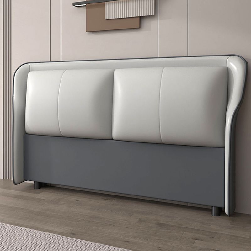 Trendy Wingback Headboard in Natural Wood with No Distressing, Rectangle Shape for Full/Queen Bed, Featuring Sponge Upholstery and Standard Height