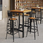 Trendy Rectangle/Square Pub Tables and Chairs for 8/Set for 6/Set for 4 with Footrest, Trestle Base, a Tabletop in Pine and Back for the Bar