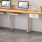 L-Shape Reception Desk with Hutch & Keyboard Tray & Cable Management & Cabinet, Manufactured Wood Top