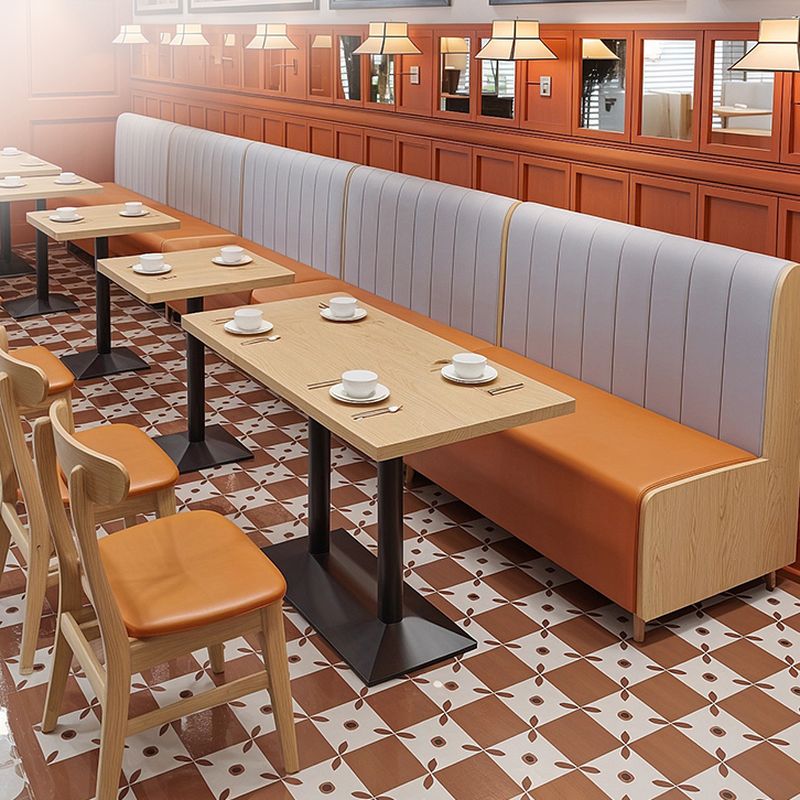 Modern Simple Style Single Sided Booth with Channel Back in Tangerine Color/Blue/Light Green and PU Seat