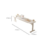 Adjustable Height Moisture Resistant T-Shape Desk with Manual Height Adjustment in Chalk, Self-Supporting with Wheels and Lockable Brakes