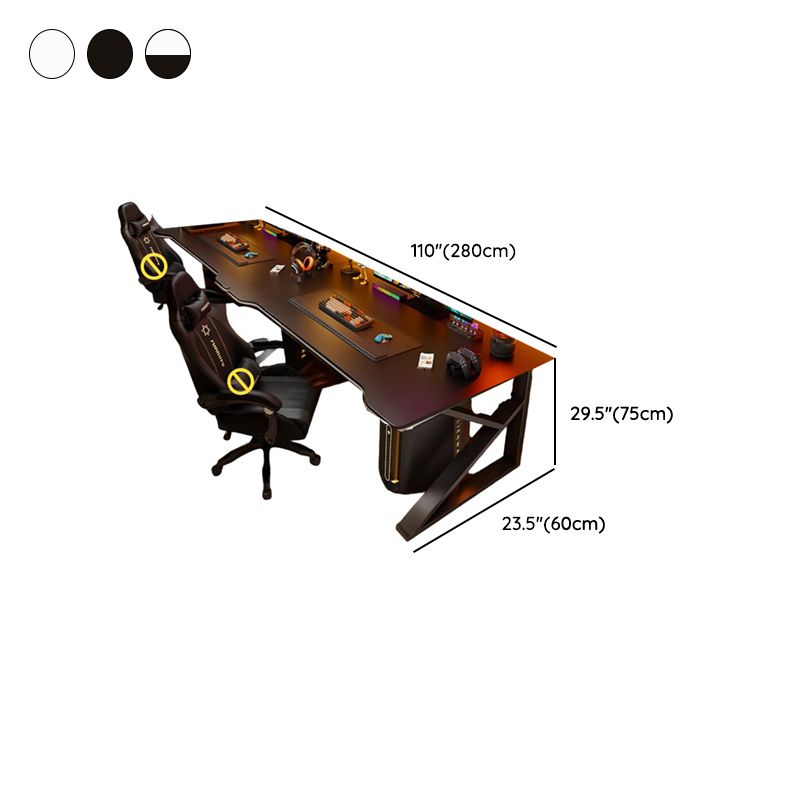 Simple Warp Resistant Mdf Wood Trestle Base Gaming Computer Desk with Wire Management, Free Standing