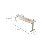 Adjustable Height Moisture Resistant T-Shape Desk with Manual Height Adjustment in Chalk, Self-Supporting with Wheels and Lockable Brakes