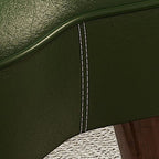 Casual Unique Solid Color Standard Ottoman in Pleather with Chalk/Jade Green/Sepia Stitch-tufted Upholstery