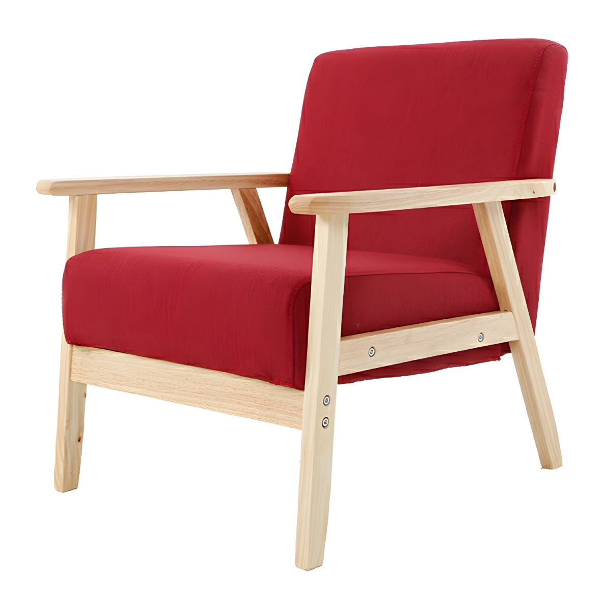Modern Wood Frame Cotton and Linen Sofa with Foam Seat in Natural Wood Legs and Tight Back Design