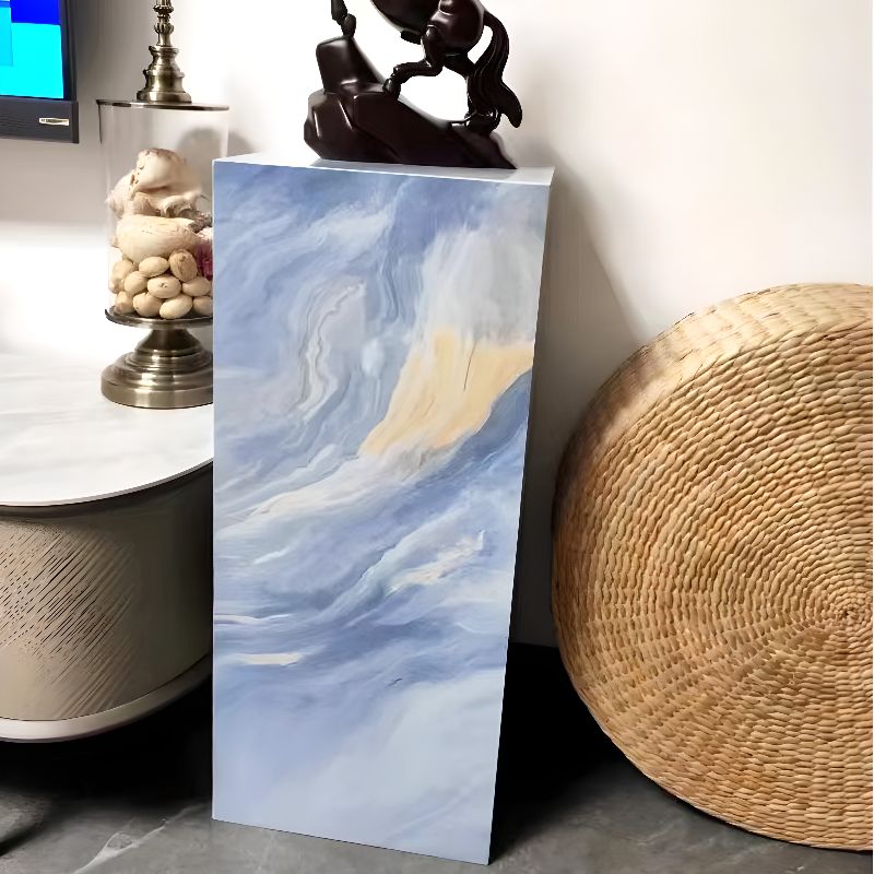 Square Marble Pattern Display Table with Stone Top, 30 to 39 in/20 to 29 in Height, Unfinished Finish, and Up to 19 in Size
