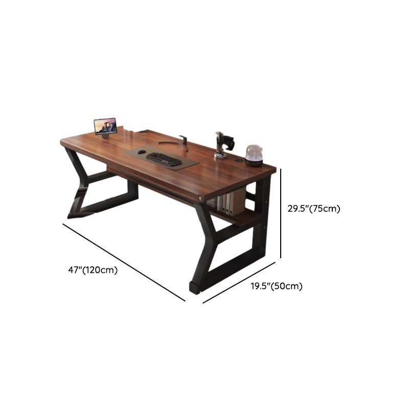 Metal Sledging Base Warp Resistant Auburn Rectangle Office Computer Desk, Shelves Included & Rounded Corners & Cable Management Included