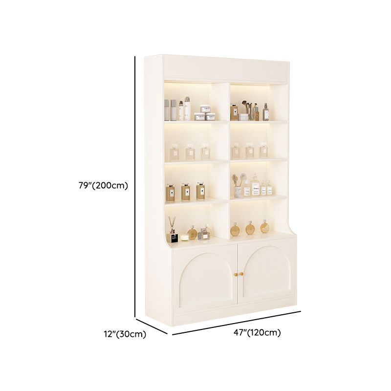 Fitted Detached Ground Display Stand in Wood with 5 Shelves, Locker and Open-air Storage in a Trendy Style
