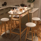 Luxurious Breakfast Bar Table with Tempered Glass Clear Asymmetrical Top and Foot Pedestal