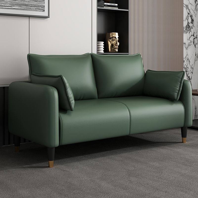 Drawing Room Sofa in Pu Leather with Cerulean/Mocha/Off-White Armrest