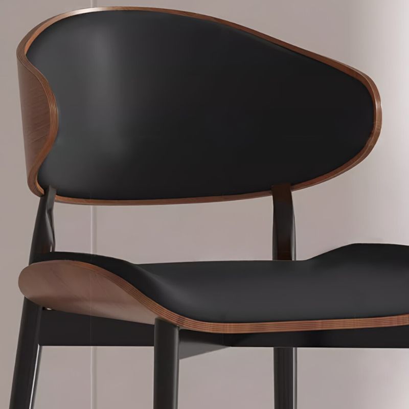 Casual Black/Beige/Citrus Color Calfskin Bistro Stool with Rear & Leg Rest, Riding Seat