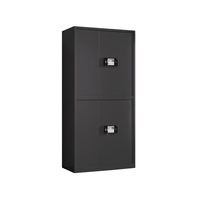 High-Security Steel Filing Cabinet with Fire Resistance, Adjustable Shelves & Lock, Black Design