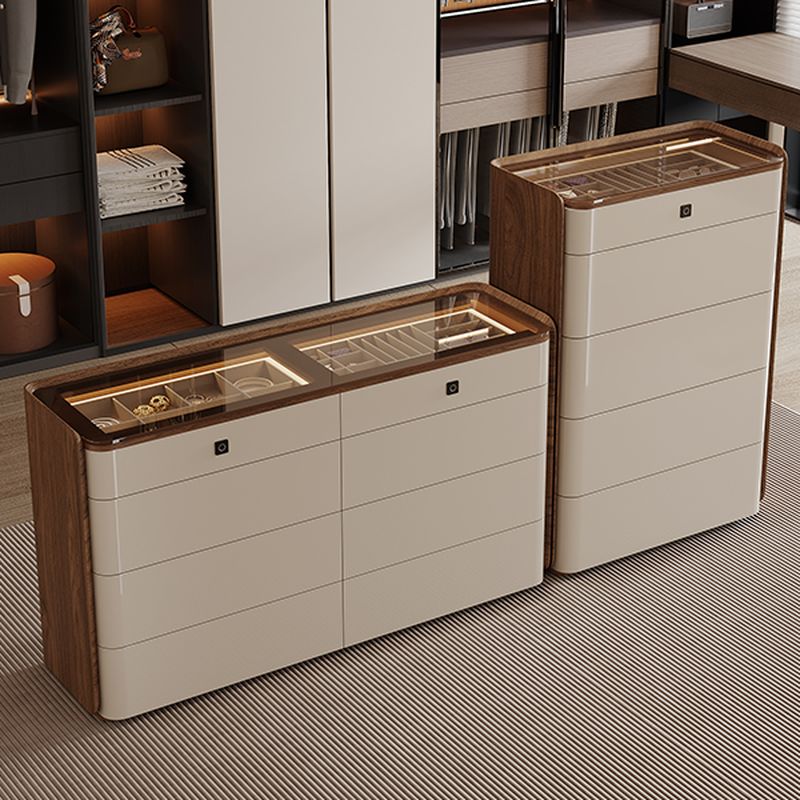 Modern & Contemporary Timber Solid Color Jewelry Armoire with Drawers and Lockable Feature