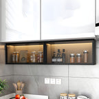 Contemporary Faux Wood Wall Mounted Display Cabinet with Glass Door