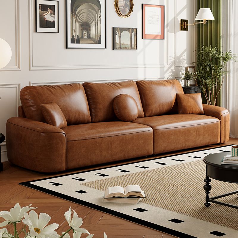 Modish Solid Color Stain Resistant Standard Sofa in Black/Sage/Auburn, Available as 3-seater/4-seater with 3 Pillows