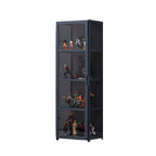 Bamboo Display Storage Cabinet Modern Multi-shelf Acrylic Door for Living Room