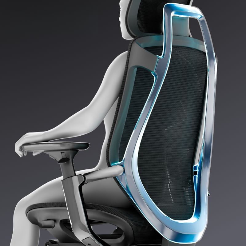 Aluminum Frame Glide Multi-levelled Monochromatic Office Chair with Arm, Rollers, Lumbar Support and Adjustable Backrest