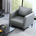 Standard Square Arm Leather Stain Resistant Sofa Couch with Pillows