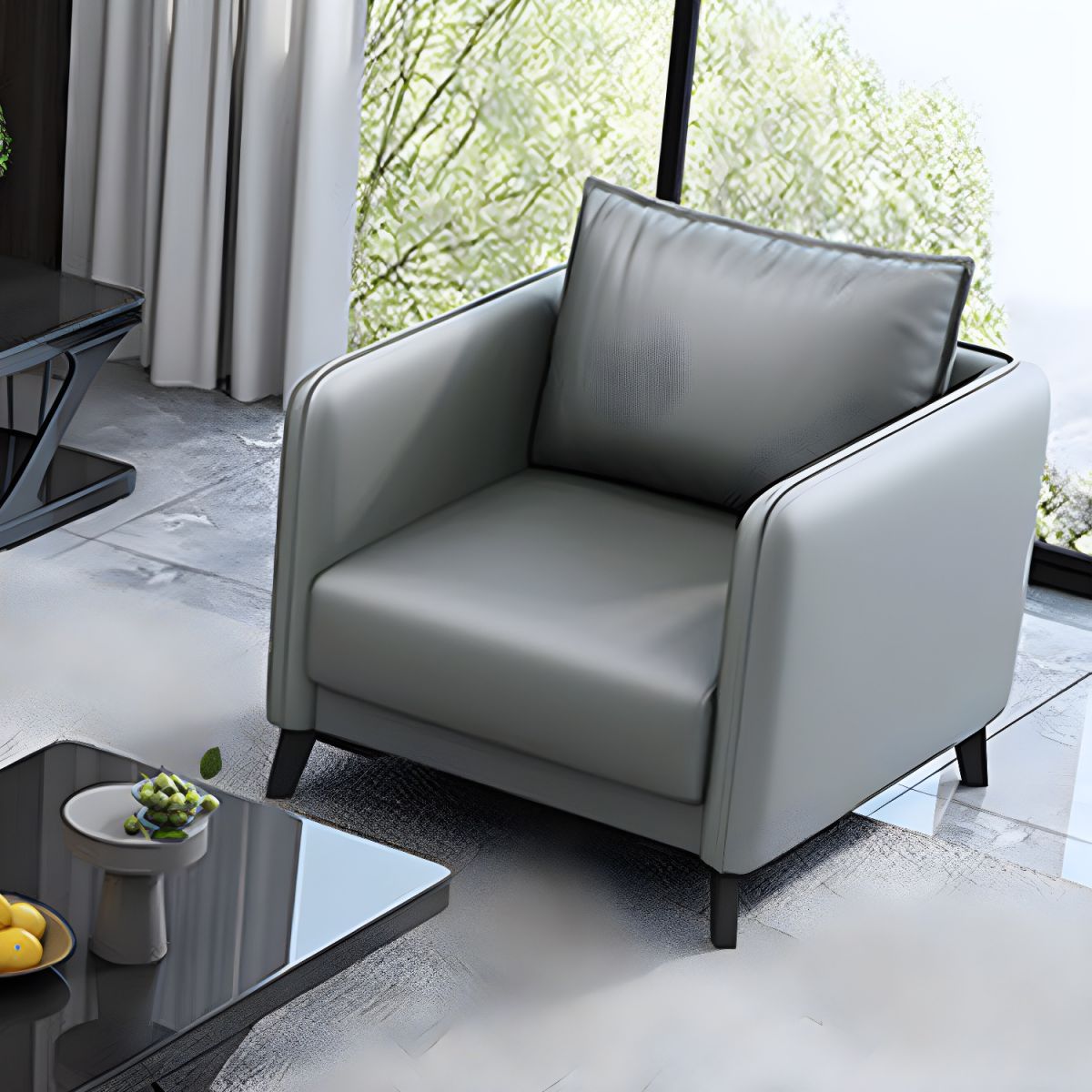 Standard Square Arm Leather Stain Resistant Sofa Couch with Pillows