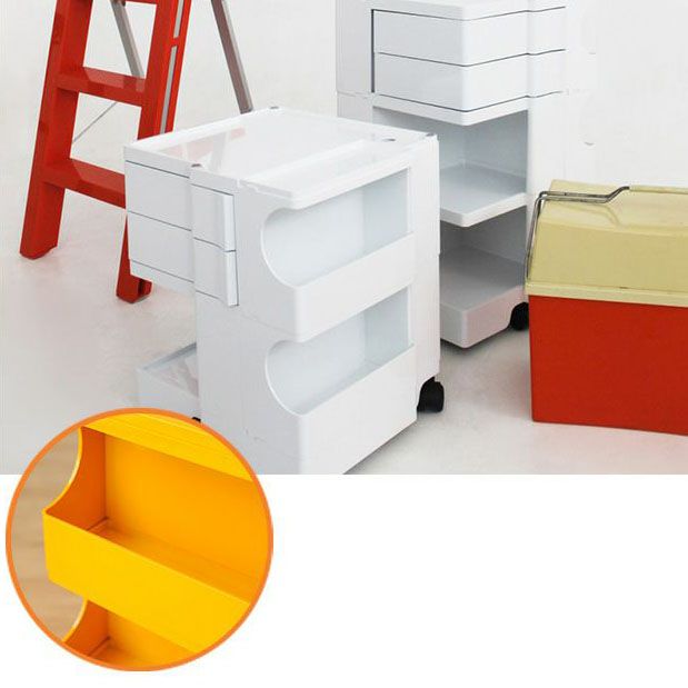 Modern All Ages Use Plastic Utility Cart with Wheels and Shelves