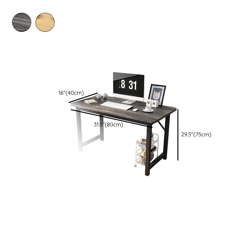 Modern Rectangular Laminate Writing Table in Gray/Unfinished Color