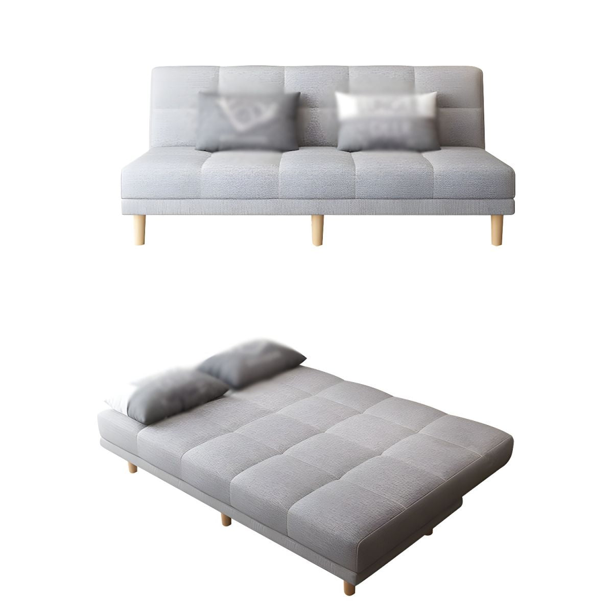 Modern Armless Settee 27.55" W Convertible Sleeper Sofa for Living Room