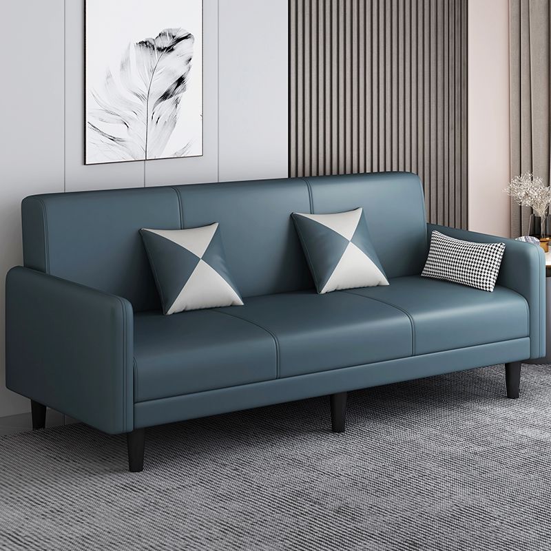 Convertible Sofa in Gray/Cerulean/Off-White with Armrest and 3 Pillows