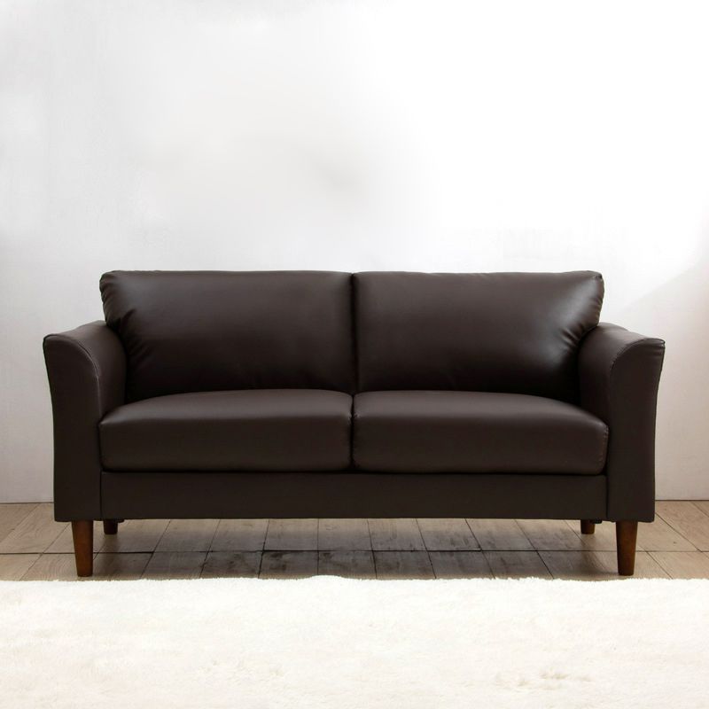 Art Deco Faux Leather Flared Arm Loveseat with Cushions for Living Room
